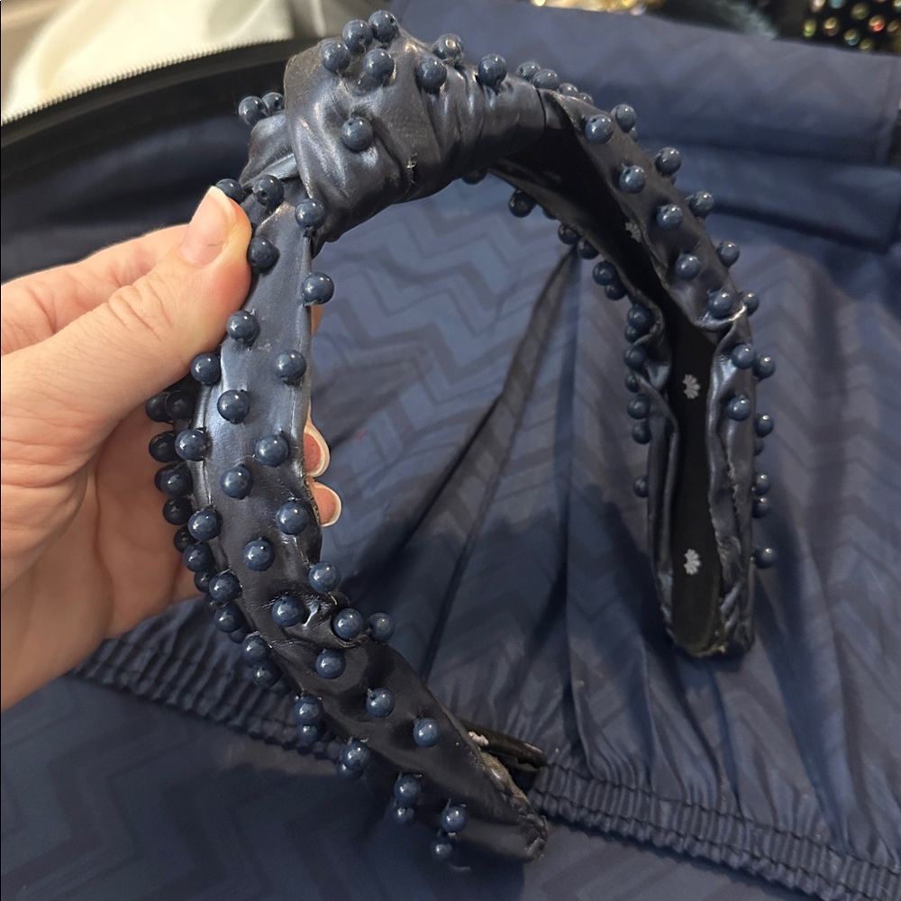 Lele Sadoughi Navy Beaded Headband